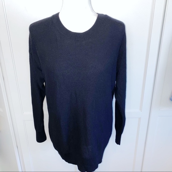 Splendid | Bleeker Cashmere Blend Pullover Sweater L/Sleeve Lace-Up Back Black M - Picture 13 of 16